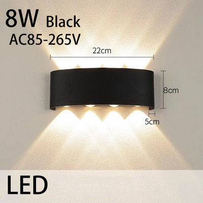 IP65 LED sieninis šviestuvas vidaus sieninis šviestuvas vandeniui atsparus lauko apšvietimas namams AC85-265V miegamojo lovos šviestuvas sieninis šviestuvas