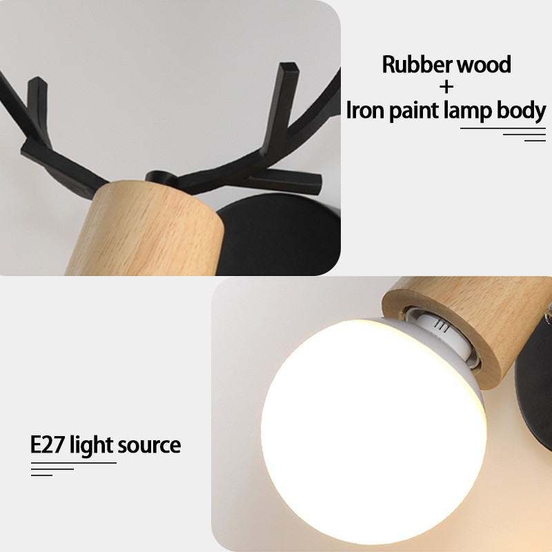 Lampă de perete modernă cu corni de cerb LED pentru scară nordică, coridor, hol pentru dormitor, sufragerie