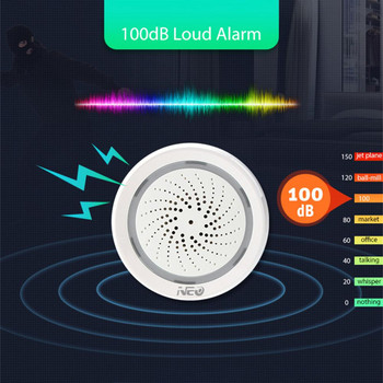 Αισθητήρας συναγερμού σειρήνας WiFi WiFi Tuya Αισθητήρας Συναγερμού Ήχου Φως Έξυπνη Σειρήνα Ζωής Συμβατή με Alexa Google Home για ασφάλεια στο σπίτι