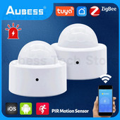 Senzor de mișcare PIR Aubess ZigBee Tuya Smart Life Senzor de prezență ZigBee Detectare 120° Distanță 5M Lucru cu ZigBee Gateway