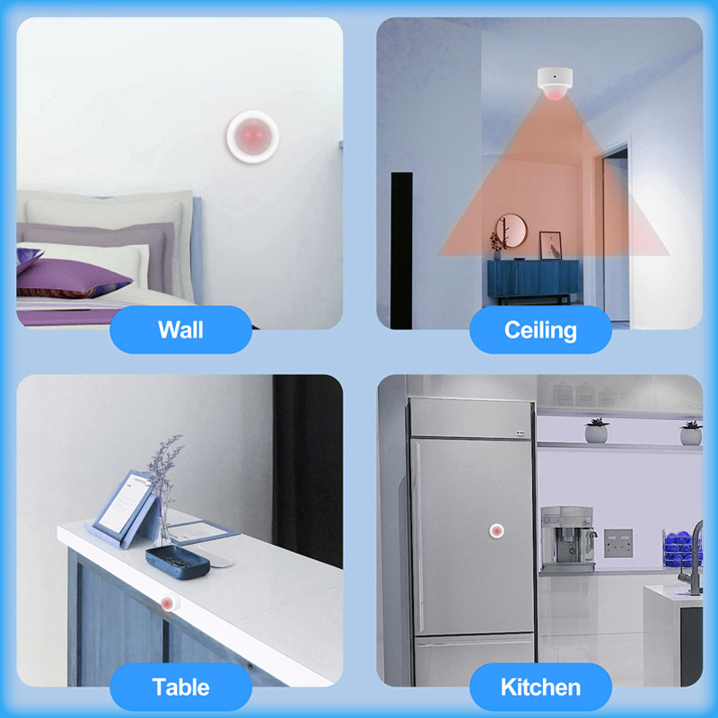 Senzor de mișcare PIR Aubess ZigBee Tuya Smart Life Senzor de prezență ZigBee Detectare 120° Distanță 5M Lucru cu ZigBee Gateway