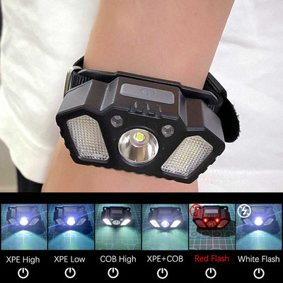XPE LED raudona balta Nešiojamas šviesos riešo dirželis Naktinis dviračių bėgimas Žvejybos lempa Riešo apyrankė USB riešo lempos blykstė