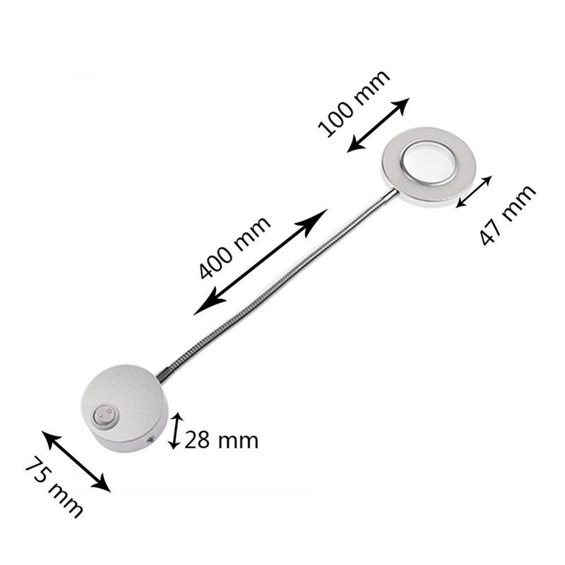 LED-seinalamp 3W voolikud Paindlik Avaleht Hotell voodi kõrval Lugemislamp Raamatvalgustid Alumiiniumvalgusti LED-pirnid Öökülje lugemislambi sein