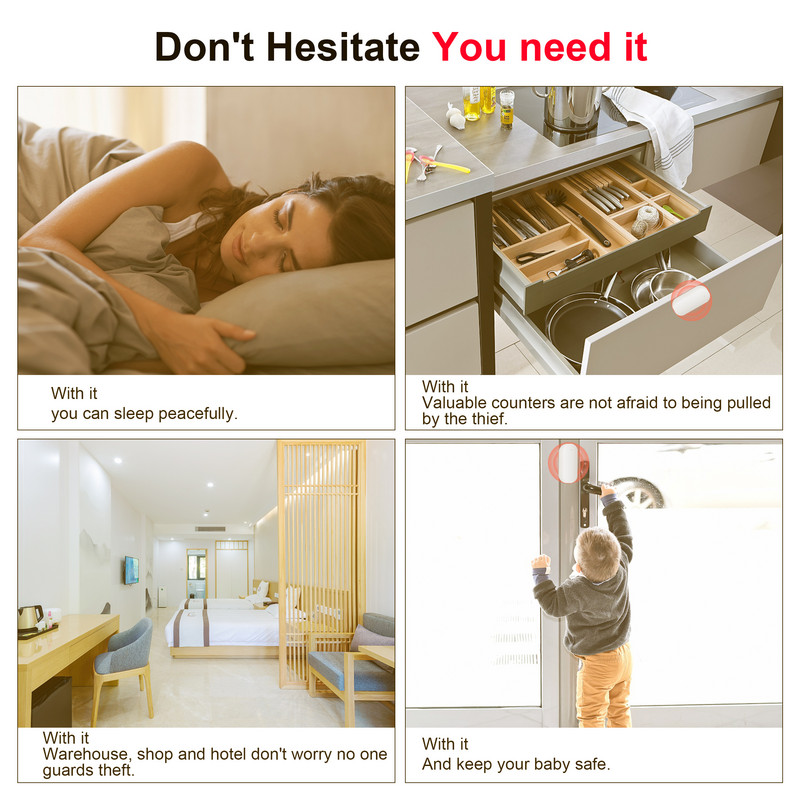 Tuya Wifi Senzor ușă fereastră Ușă inteligentă Deschis Închis Detector Smart Life App Alertă de notificare Compatibil cu Alexa Google Home