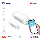 GIRIER Tuya ZigBee Senzor de fereastră de ușă Detector fără fir inteligent pentru ușa de garaj/sertar funcționează Aplicația Smart Life Alexa Hei Google Alice