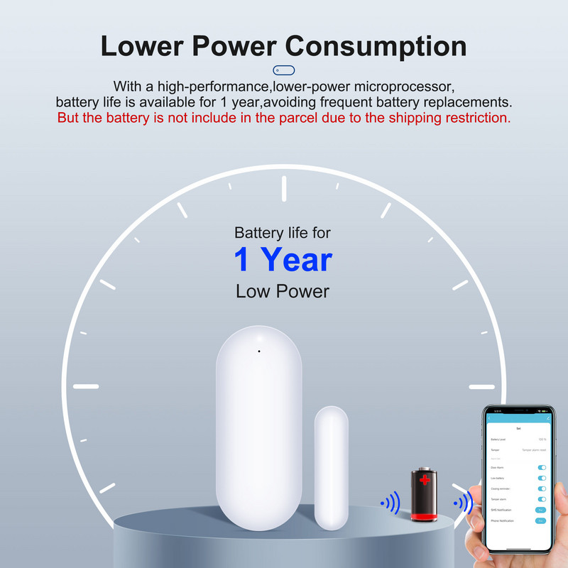 GIRIER Tuya ZigBee Senzor de fereastră de ușă Detector fără fir inteligent pentru ușa de garaj/sertar funcționează Aplicația Smart Life Alexa Hei Google Alice