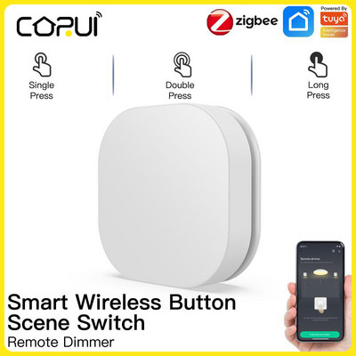 Tuya Smart Zigbee Button Scene Switch Безжичен превключвател за затъмняване с дълго натискане Водоустойчива работа с устройства Smart Life Zigbee