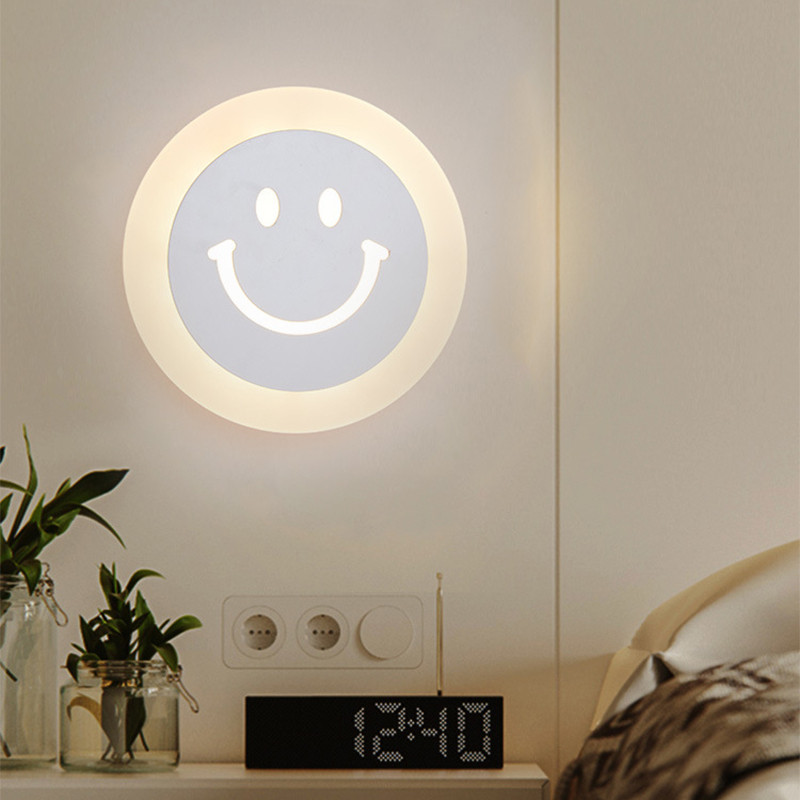 Mdern Simplicity Lampă de perete LED de interior dormitor noptiera sufragerie pentru copii minunate Smiley aplice de iluminat Coridorul hotelului Acrilic