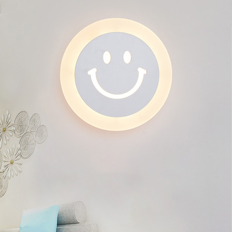Mdern Simplicity Lampă de perete LED de interior dormitor noptiera sufragerie pentru copii minunate Smiley aplice de iluminat Coridorul hotelului Acrilic