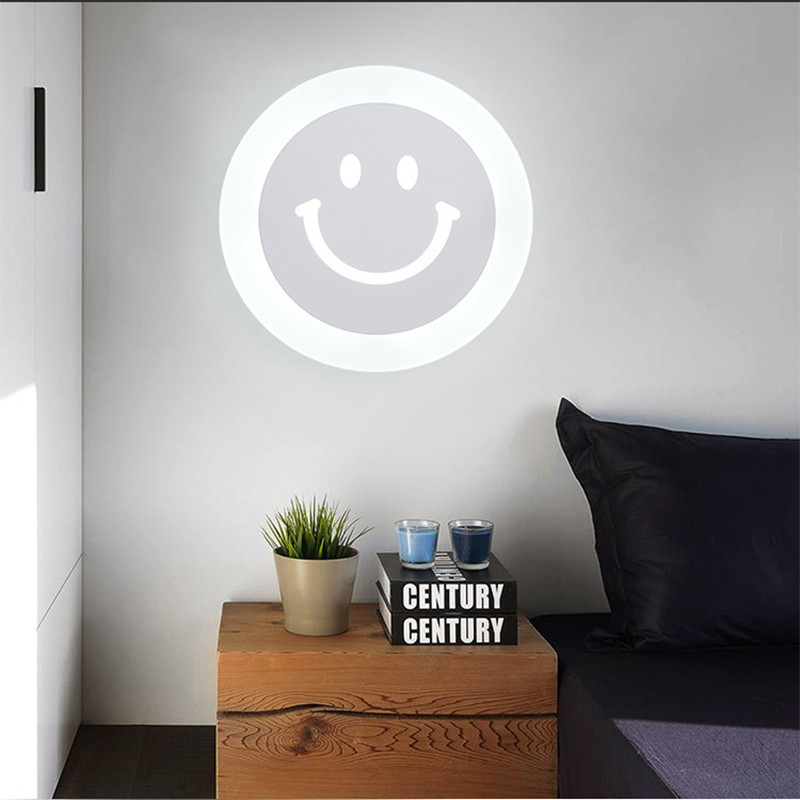 Mdern Simplicity Lampă de perete LED de interior dormitor noptiera sufragerie pentru copii minunate Smiley aplice de iluminat Coridorul hotelului Acrilic