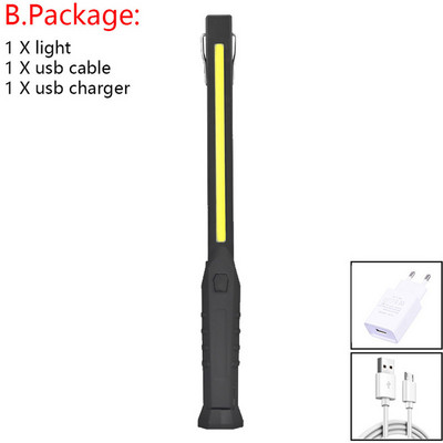 Lanternă portabilă COB LED Lanternă de lucru fără fir Inspecție magnetică de urgență Atelier cu lumină lungă Iluminat exterior pentru camping