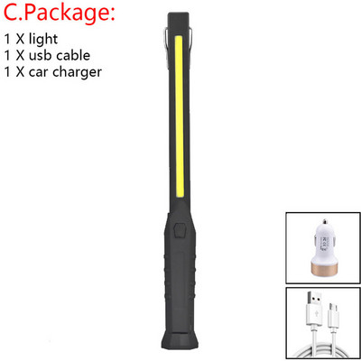 Lanternă portabilă COB LED Lanternă de lucru fără fir Inspecție magnetică de urgență Atelier cu lumină lungă Iluminat exterior pentru camping