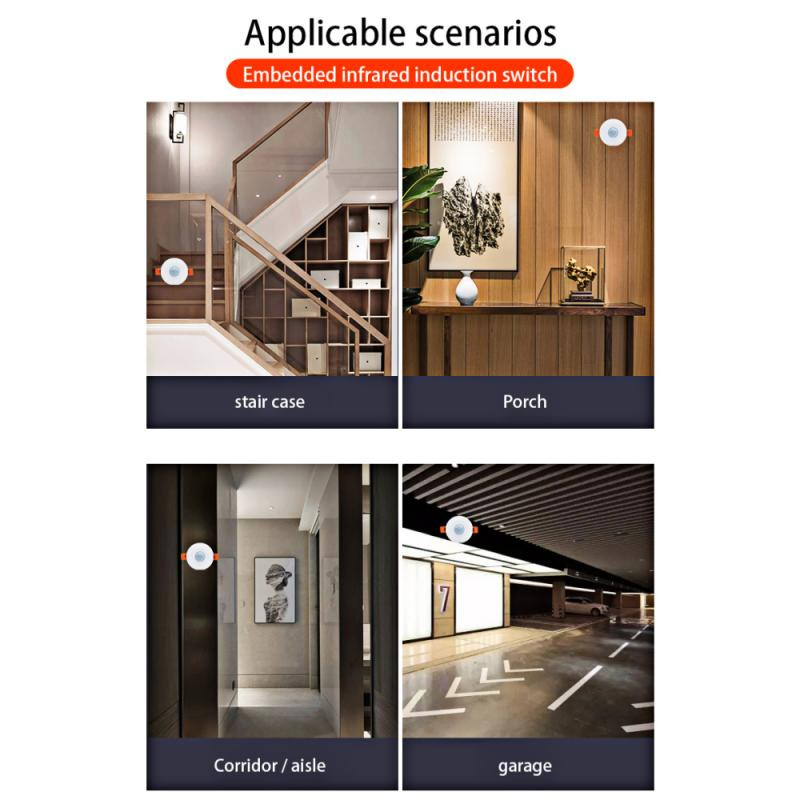 Comutator senzor infraroșu pentru corpul uman 110-220V Comutator senzor de mișcare PIR încorporat la 120 de grade Comutator inteligent de detectare a mișcării pentru casă