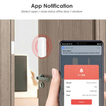 CORUI Tuya Smart WiFi Сензор за врати и прозорци Магнитни алармени детектори за врати Работи с Alexa Google Home Assistant от Smart Life APP