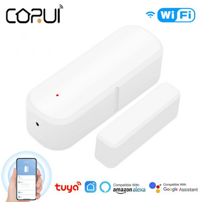 CORUI Tuya Inteligentný WiFi senzor dverí a okien, magnetický alarm, detektor dverí, funguje s Alexou, Google Home Assistant od aplikácie Smart Life