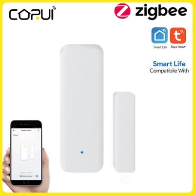 Tuya Zigbee viedais durvju sensors viedo durvju atvēršanas/aizvēršanas detektori Wifi logu sensors Smartlife APP Darbs ar Google Home Alexa