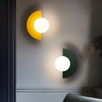 Nordic LED Цветна стенна лампа Спалня Нощно шкафче Обикновена дизайнерска дневна пътека Коридор Стенен аплиц Осветление Стаен декор Аплиц