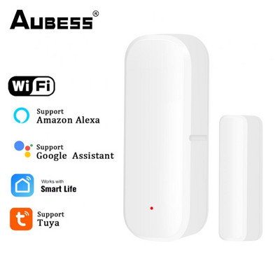Tuya WiFi/ZigBee Senzor de fereastră de ușă pentru casă inteligentă Detector de ușă deschisă/închisă fără fir Control inteligent de viață prin Alexa Google Home