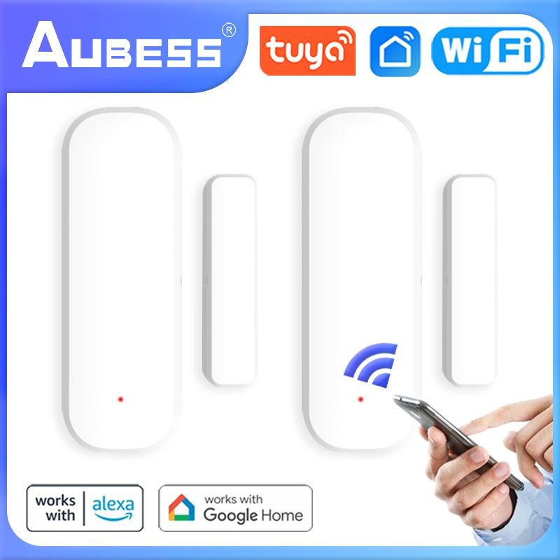 Tuya WiFi/ZigBee Senzor de fereastră de ușă pentru casă inteligentă Detector de ușă deschisă/închisă fără fir Control inteligent de viață prin Alexa Google Home