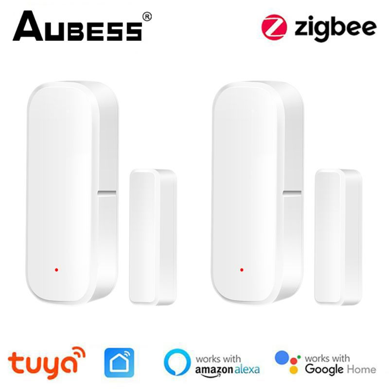 Tuya WiFi/ZigBee Senzor de fereastră de ușă pentru casă inteligentă Detector de ușă deschisă/închisă fără fir Control inteligent de viață prin Alexa Google Home