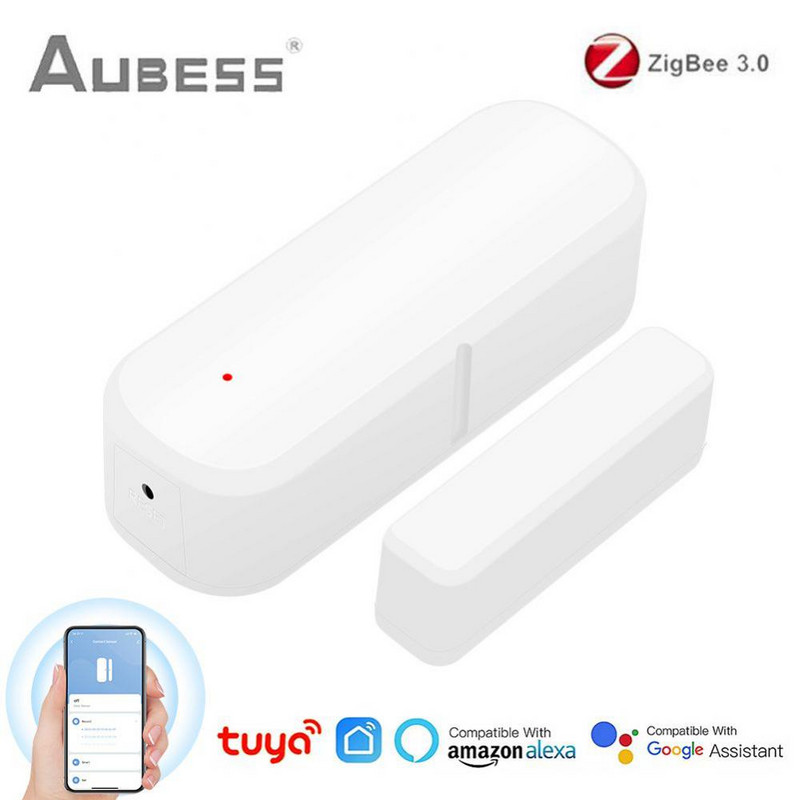 Tuya WiFi/ZigBee Senzor de fereastră de ușă pentru casă inteligentă Detector de ușă deschisă/închisă fără fir Control inteligent de viață prin Alexa Google Home