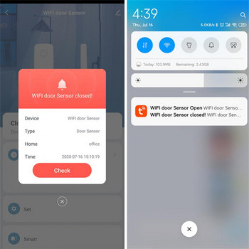 Tuya Wifi Αισθητήρας πόρτας και παραθύρου Ασύρματη σύνδεση Ανιχνευτής Άνοιγμα/Κλείσιμο Έλεγχος φθοράς Έξυπνος συναγερμός σπιτιού Alexa Google Home
