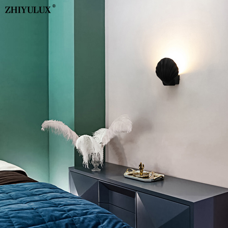 Borostyán fekete fehér kagyló új modern LED fali lámpák nappali dolgozószoba hálószoba éjjeli folyosó folyosó lépcső Lámpák beltéri világítás