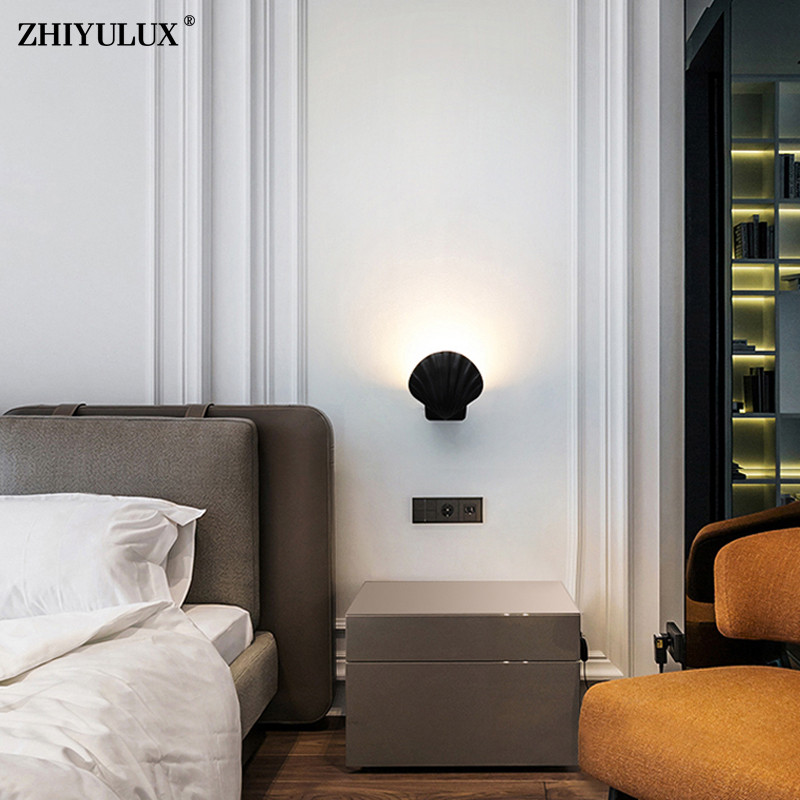 Borostyán fekete fehér kagyló új modern LED fali lámpák nappali dolgozószoba hálószoba éjjeli folyosó folyosó lépcső Lámpák beltéri világítás