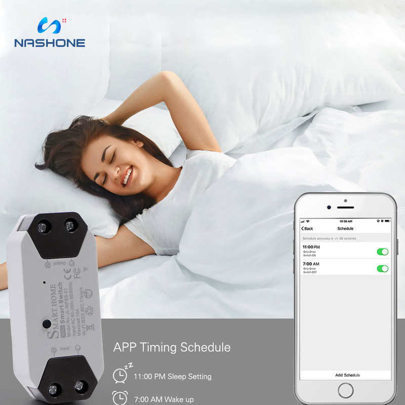 Nashone WiFi prekidač Tuya pametni prekidač za svjetlo Timer, prekidači bežični daljinski upravljač Prekidač radi s Alexa Google