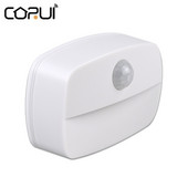 CORUI vezeték nélküli PIR mozgásérzékelő mini LED éjszakai lámpák előszoba szekrény lépcső szoba lámpák elemes szekrény ajtó lépcső