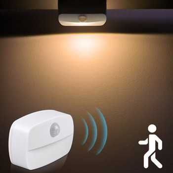 CORUI Безжичен PIR автоматичен сензор за движение Мини LED нощни светлини Коридор Гардероб Стълбище Стайни лампи Захранвани с батерии Врата на шкафа Стълбище