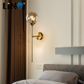 Led Modern fali lámpa Üveggolyós fali lámpák nappaliba Hálószoba Loft Decor Nordic Home Éjjeli fali lámpatestek