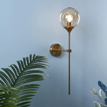 Led модерна стенна лампа Стенни лампи със стъклена топка за всекидневна, спалня, таванско помещение Декор Скандинавски домашни нощни стенни осветителни тела