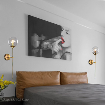 Led модерна стенна лампа Стенни лампи със стъклена топка за всекидневна, спалня, таванско помещение Декор Скандинавски домашни нощни стенни осветителни тела