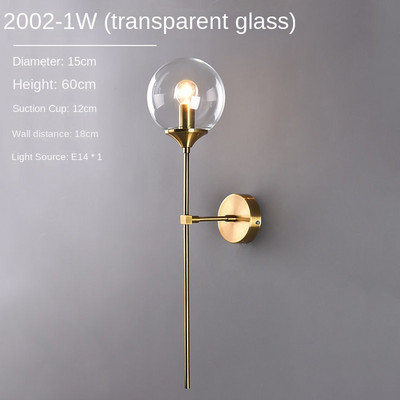 Led Modern fali lámpa Üveggolyós fali lámpák nappaliba Hálószoba Loft Decor Nordic Home Éjjeli fali lámpatestek