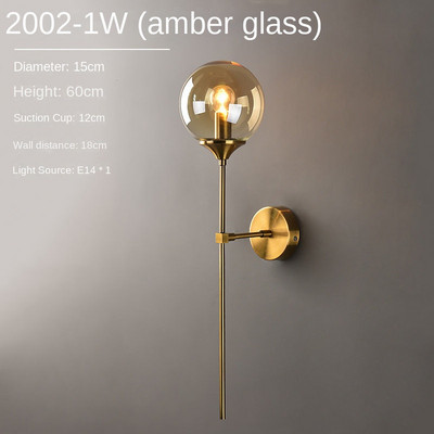 Led Modern fali lámpa Üveggolyós fali lámpák nappaliba Hálószoba Loft Decor Nordic Home Éjjeli fali lámpatestek