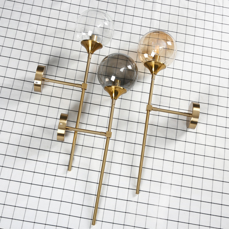 Led moderni sieninė lempa Stikliniai rutuliniai sieniniai šviestuvai, skirti svetainei miegamajam Loft Decor Nordic namų lovos sieniniai šviestuvai