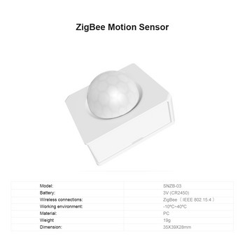 SONOFF SNZB 03 Zigbee сензор за движение Сензор за човешко тяло, Zigbee PIR сензор, работа със SONOFF Zigbee Bridge, интелигентна домашна сигурност
