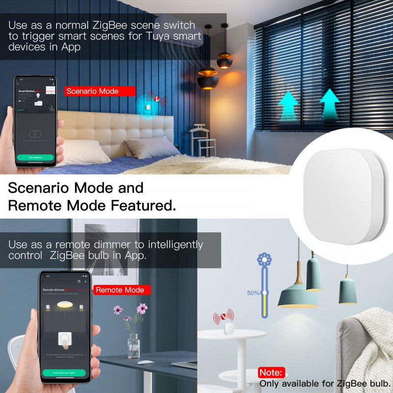 Comutator cu buton inteligent Tuya ZigBee, telecomandă fără fir, comutator de scenă, controler cu buton, Smart Home funcționează cu Alexa Google Home