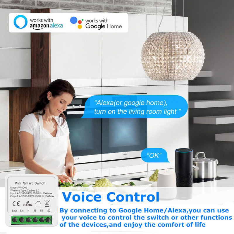 Comutator Zigbee/Wifi de lumină inteligentă cu Alexa Google Home Comutator întrerupător întrerupător universal Timer telecomandă fără fir