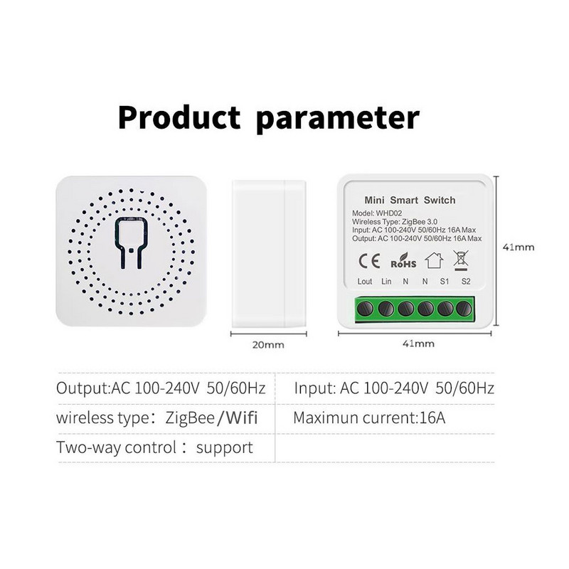 Comutator Zigbee/Wifi de lumină inteligentă cu Alexa Google Home Comutator întrerupător întrerupător universal Timer telecomandă fără fir
