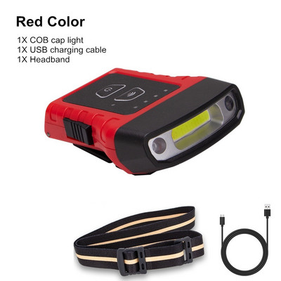 Pārnēsājams COB LED vāciņa klipa gaisma Smart IR kustības sensora galvenais lukturis ūdensnecaurlaidīgs priekšējais lukturis indukcijas avārijas gaismas galvas lukturītis