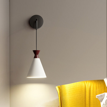 Дървена модерна стенна лампа за нощно шкафче, спалня, хол, коридор, веранда, скандинавска проста вътрешна декорация на дома E27 осветление