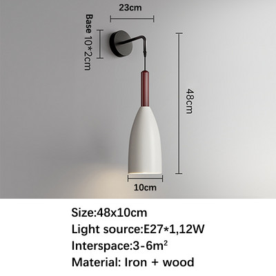 Fából készült modern fali lámpa világítás éjjeli hálószoba nappali folyosó veranda skandináv egyszerű beltéri lakberendezés E27 világítás