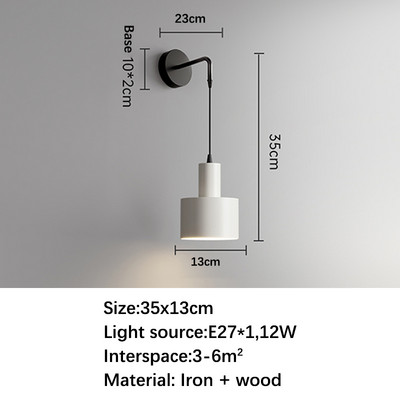 Fából készült modern fali lámpa világítás éjjeli hálószoba nappali folyosó veranda skandináv egyszerű beltéri lakberendezés E27 világítás