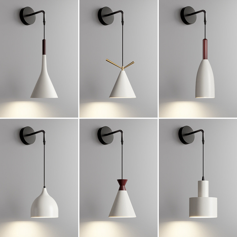 Fából készült modern fali lámpa világítás éjjeli hálószoba nappali folyosó veranda skandináv egyszerű beltéri lakberendezés E27 világítás