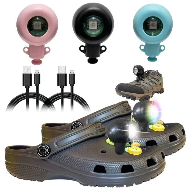 2db sportkorcsolya, kültéri lyukas crocs cipőlámpák, díszvilágítási kiegészítők, kempinglámpák, vízálló cipőlámpák