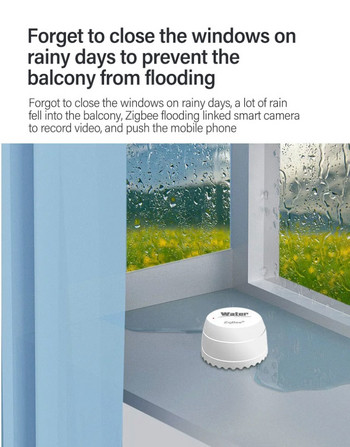 Tuya Zigbee Интелигентен детектор за изтичане на вода Сензор Интелигентен дом Сензор за наводняване с вода с поддръжка на Zigbee Gateway Приложение Tuya Smart Life
