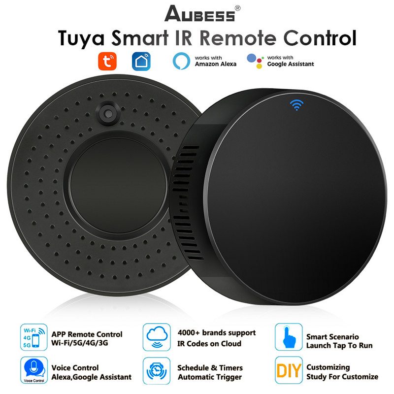 Viedā WIFI IR tālvadības pults Universālā infrasarkanā Tuya Smart Home tālvadības pults televizoram DVD AUD AC darbojas ar Alexa Google Home
