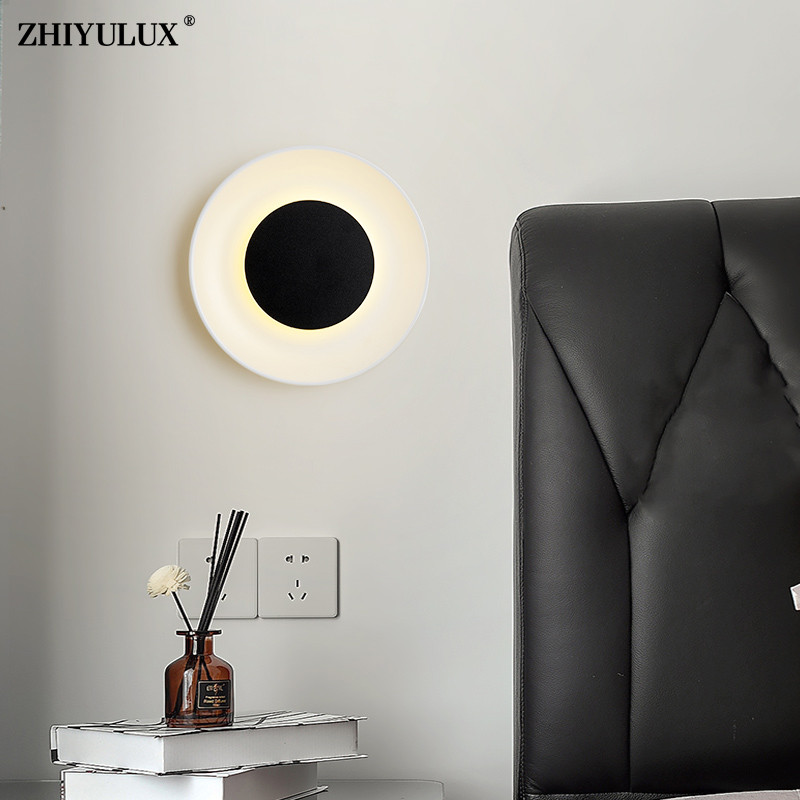 Specială, negru, alb, rotundă, nouă, modernă, LED, perete, camera de zi, dormitor, noptiera, coridor, scară, lampă, iluminat de interior